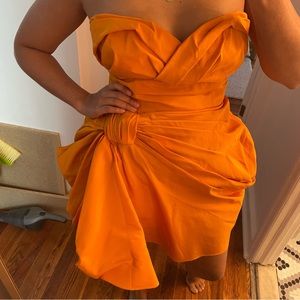 Carolina Herrera Resort 2020 Runway Marigold Bow Silk Cocktail Party Dress